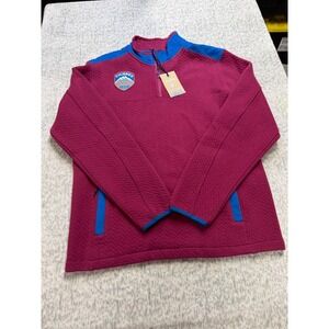 Chubbies The Crimson Cruiser Quilted Quarter-Zip Pullover Crimson Blue Small NWT